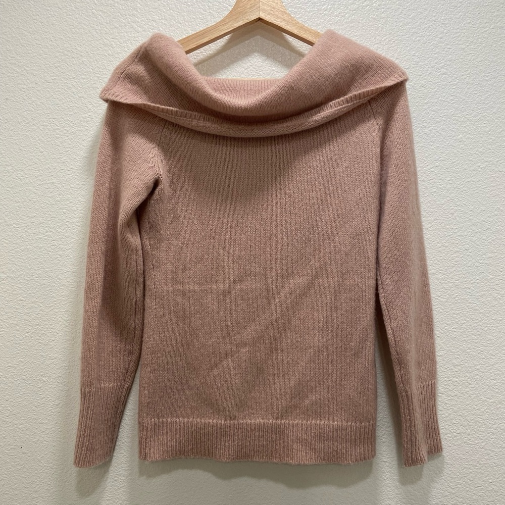 Theory Sabine Wool Blend Off The Shoulder Sweater Mauve Pink Sz P or XS - Picture 3 of 6